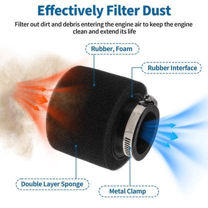 Air Filter / 44-46 mm / Universal Rubber Foam Black for Motorcycle
