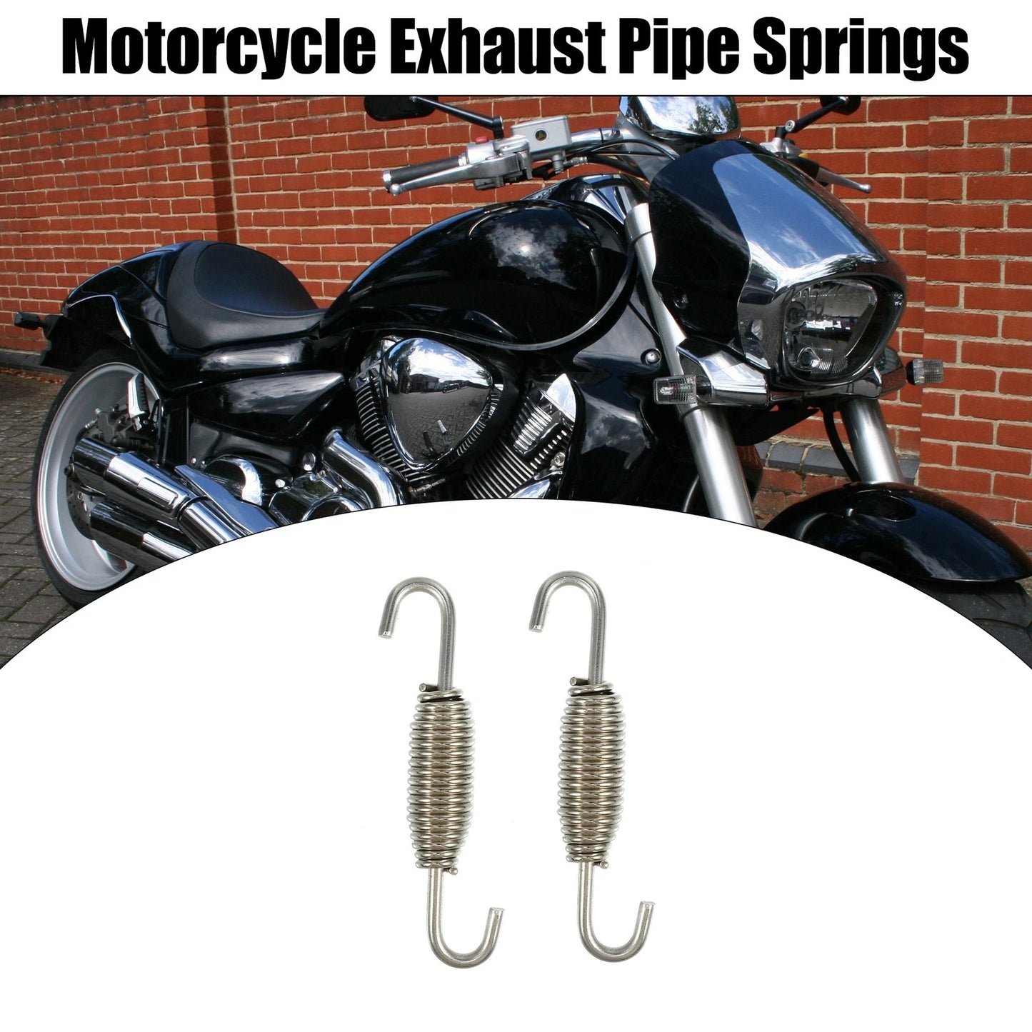 2 x 68mm Motorcycle Muffler Exhaust Pipe Spring for Universal Silver Tone