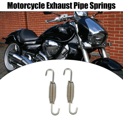 2 x 68mm Motorcycle Muffler Exhaust Pipe Spring for Universal Silver Tone