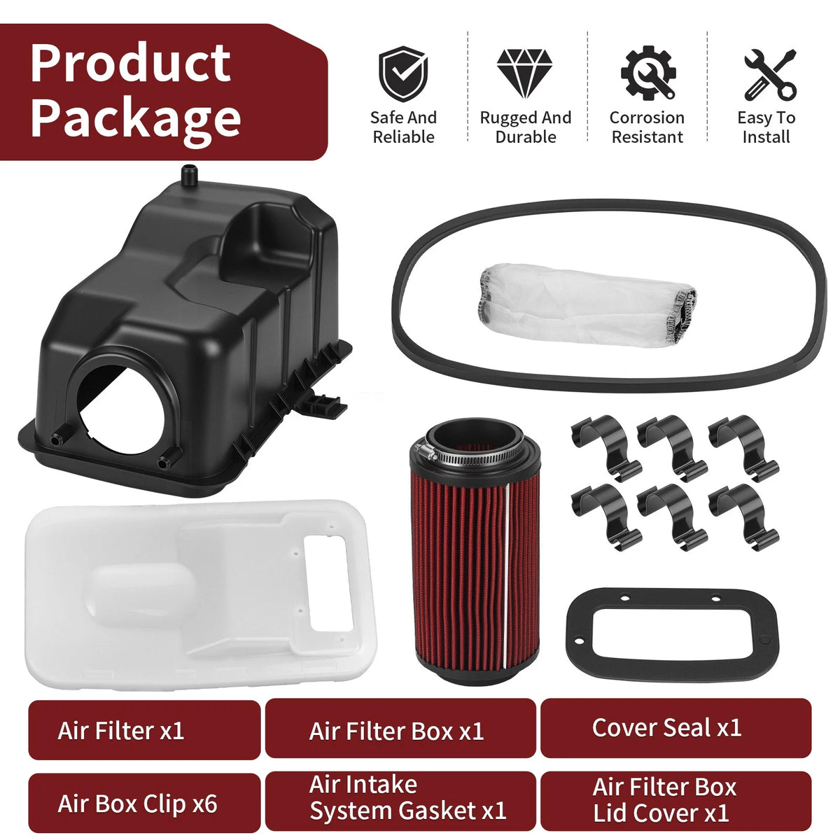 Air Filter Box Lid Cover & Clip Kit for Polaris Worker 500 2001-2002 6X6