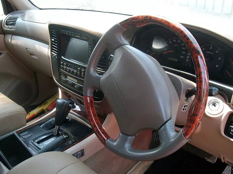 Steering Wheel Wood Grain Leather Grip for Lexus LX470, Toyota Land Cruiser (1998-2007)