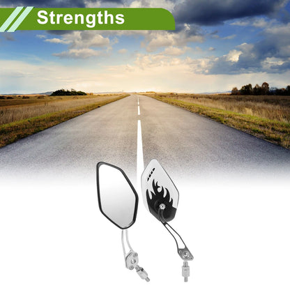 Rear View Mirror Polygonal Shape Black White Aluminum Alloy for M8/M10