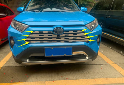 Glossy Stainless Steel Front Grille Cover Trim for Toyota RAV4 (2019-2023)