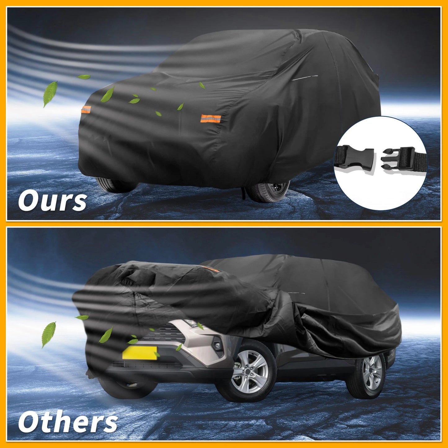 Waterproof All Weather Car Cover for Toyota RAV4 (210D-PU) Black