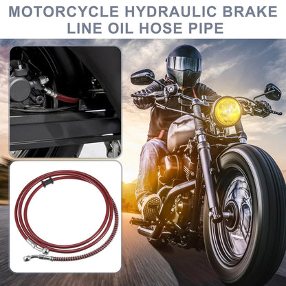 Brake Line 74.8" 10mm Hydraulic Oil Hose Stainless Steel Red for Motorcycle