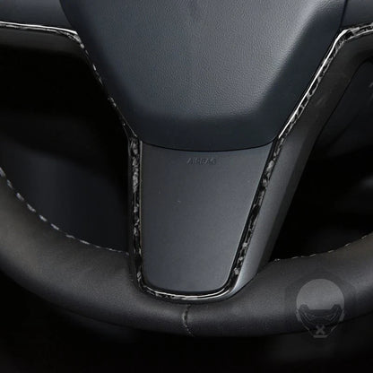 Forged Carbon Fiber Steering Wheel Frame Trim for Tesla Model 3/Y