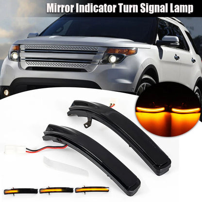 2 x Sequential LED Smoked Mirror Turn Signal Lights for Ford Explorer (2011-2019)