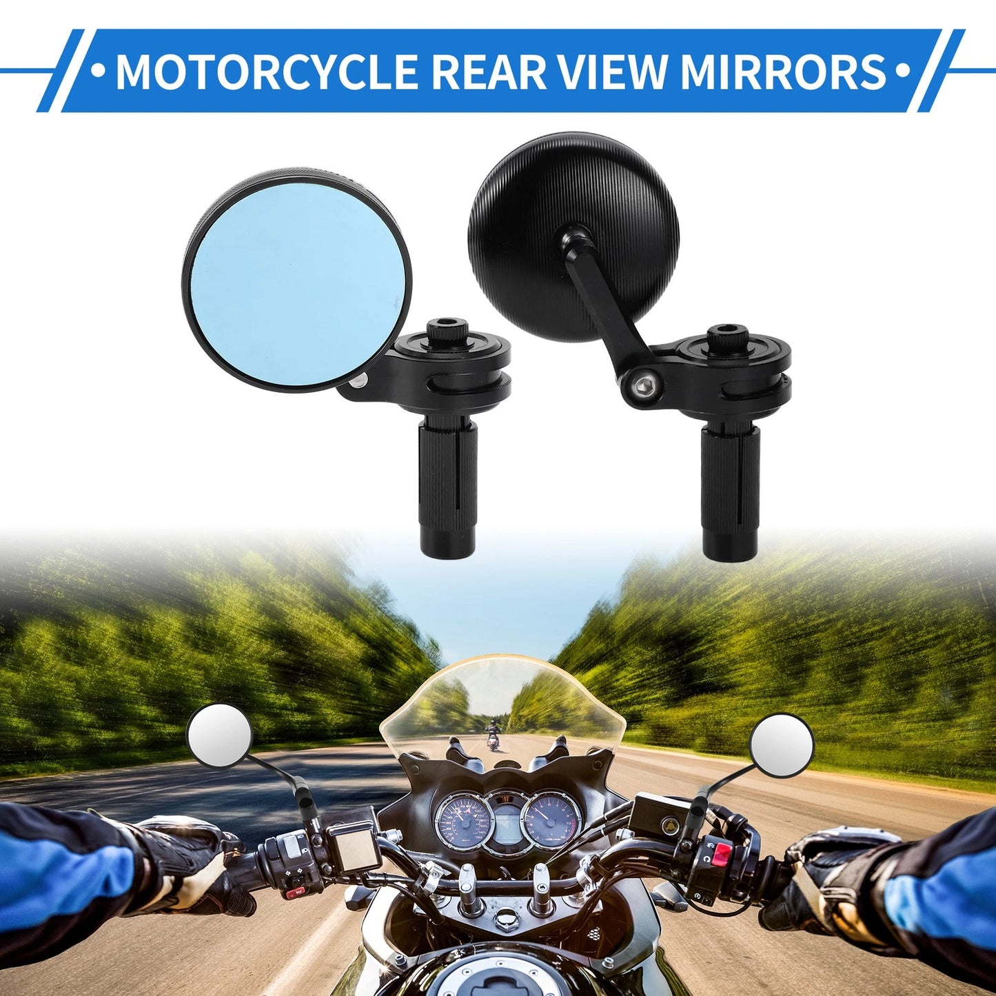 Handlebar Rear View Mirror Round Shape Aluminum Alloy for M6