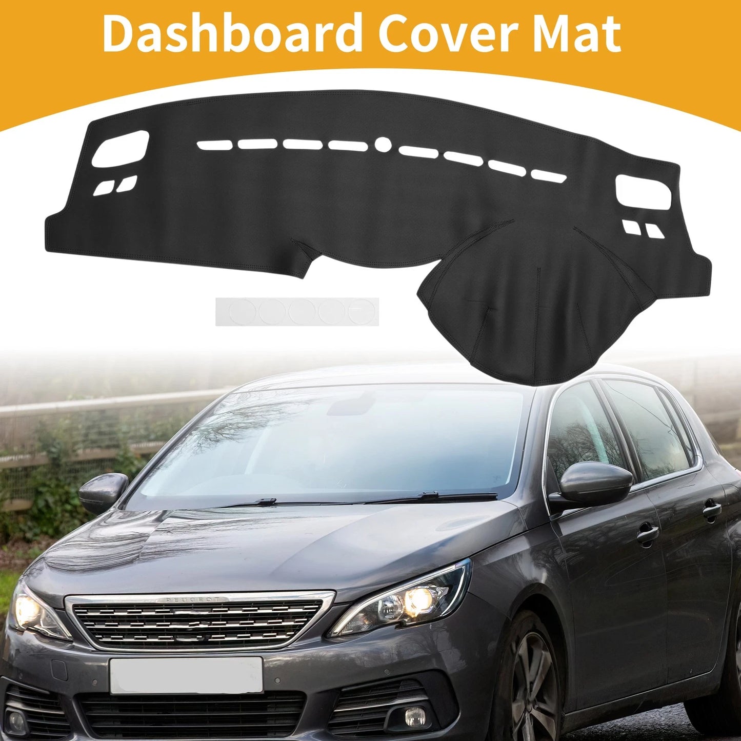 Dashboard Cover Mat for Peugeot 308 (2007-2013) Black Anti-Slip