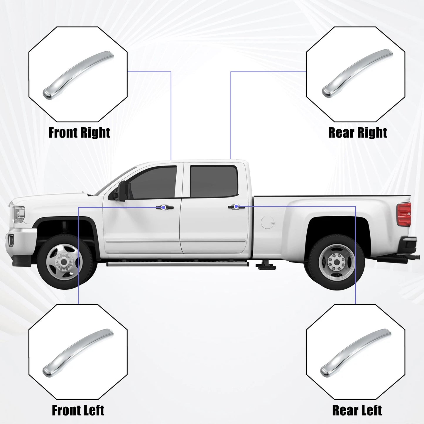 Door Handle Lever Covers 4 x for Chevy Silverado