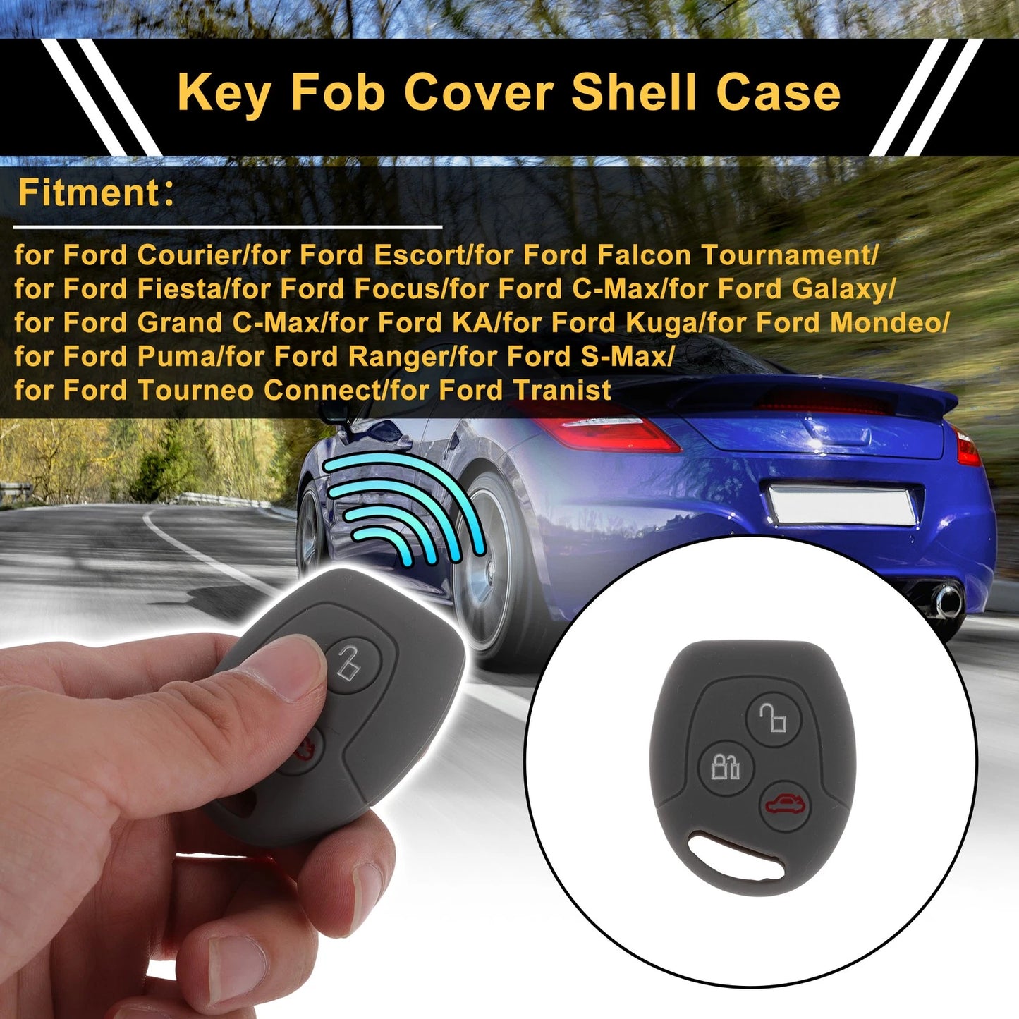 Gray Key Case for Ford Courier  - 3 Buttons