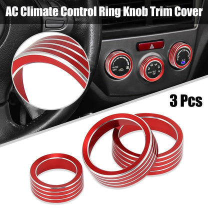 3 x Red AC Climate Control Knob Trim Covers for Subaru Forester (2019-2021)