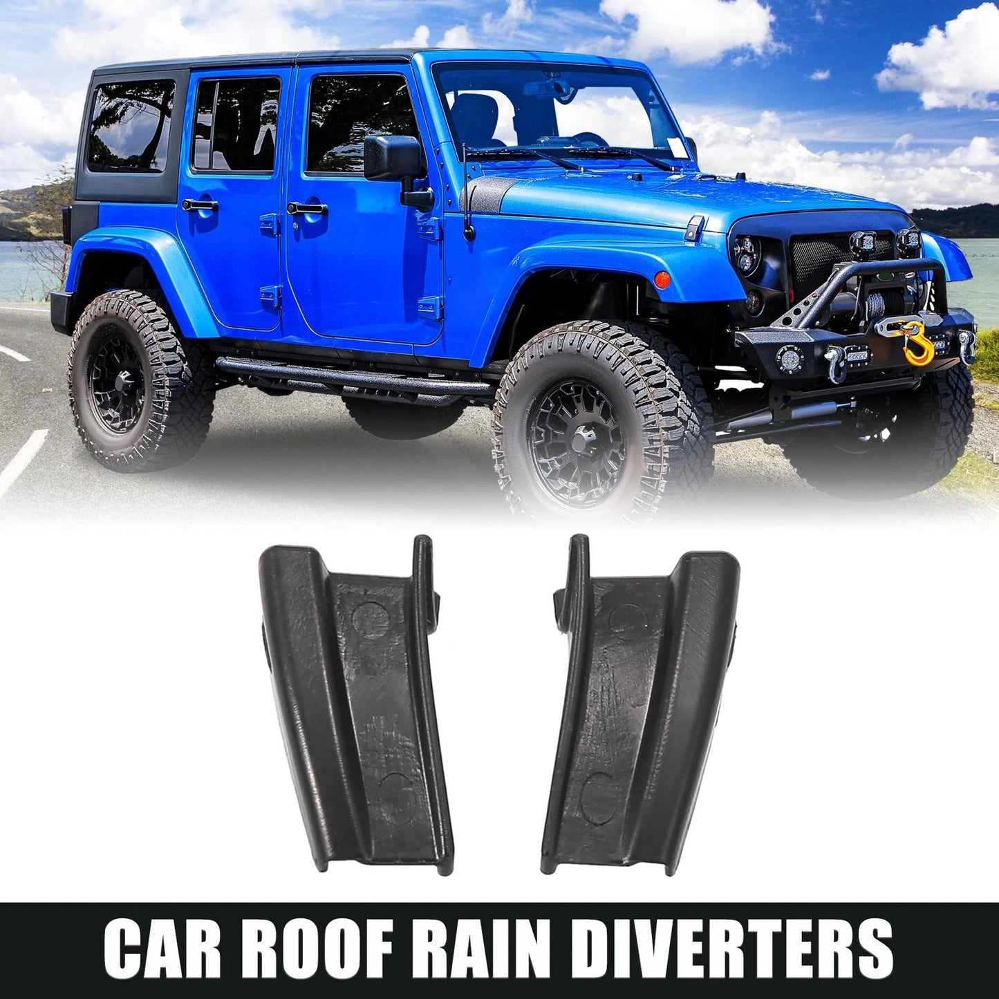 Car Rain Diverters ABS Water Gutter Extensions for Jeep Wrangler (18-20)
