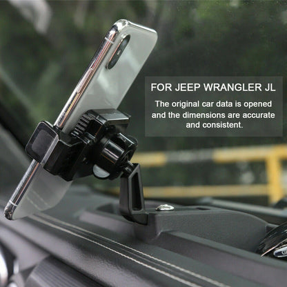 Phone Holder Mount With Storage Box Tray for Jeep Wrangler JL JT (2018–2024)