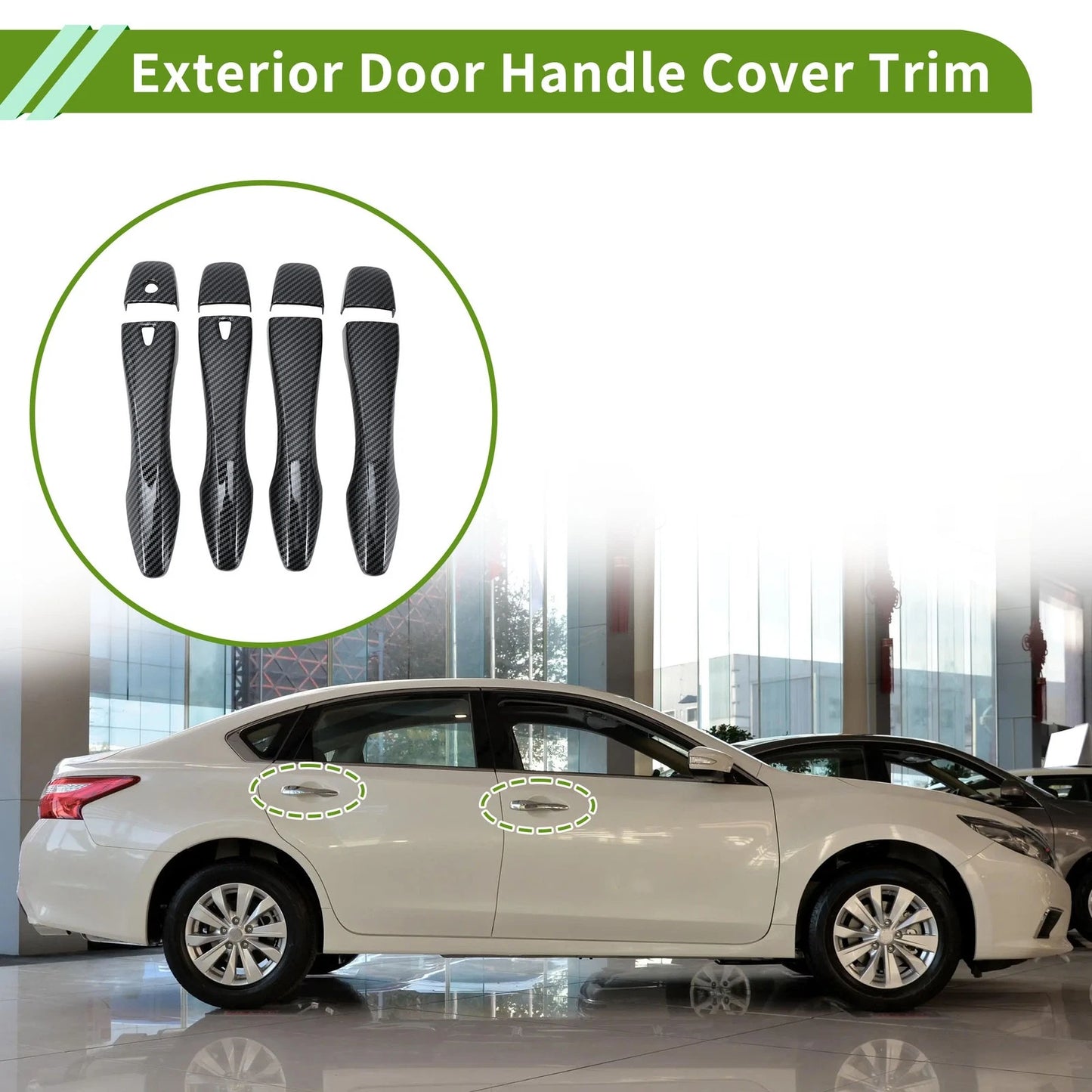 Carbon Fiber Black Exterior Door Handle Cover Trim for Nissan Altima (2013-2018)