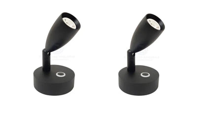 Caravan Boat Reading Lights LED 10-30V Black Aluminum with USB Port Pair