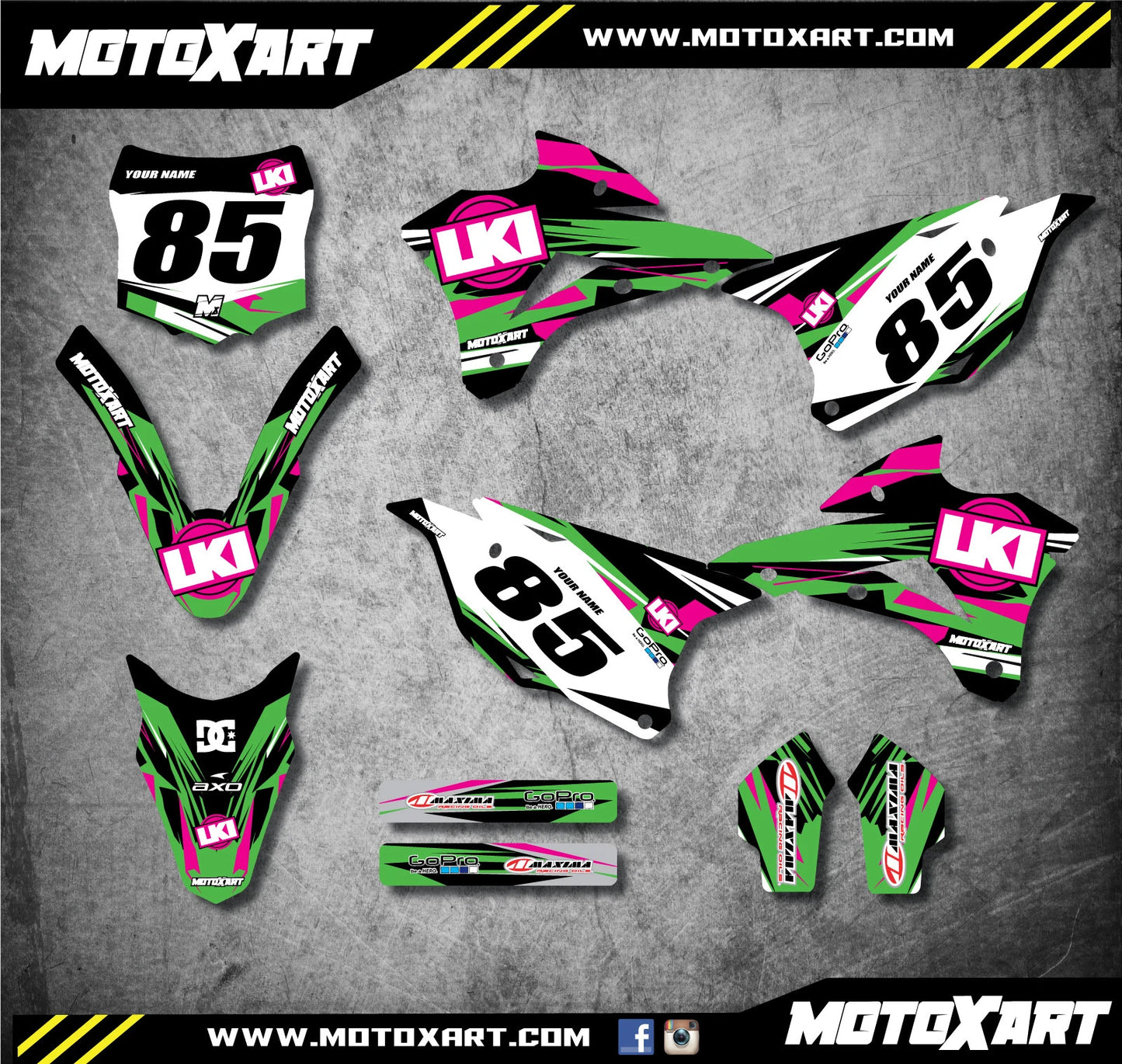 Custom Graphic Kit for Kawasaki KX 100 DUKE STYLE Decals Stickers (2014-2018)