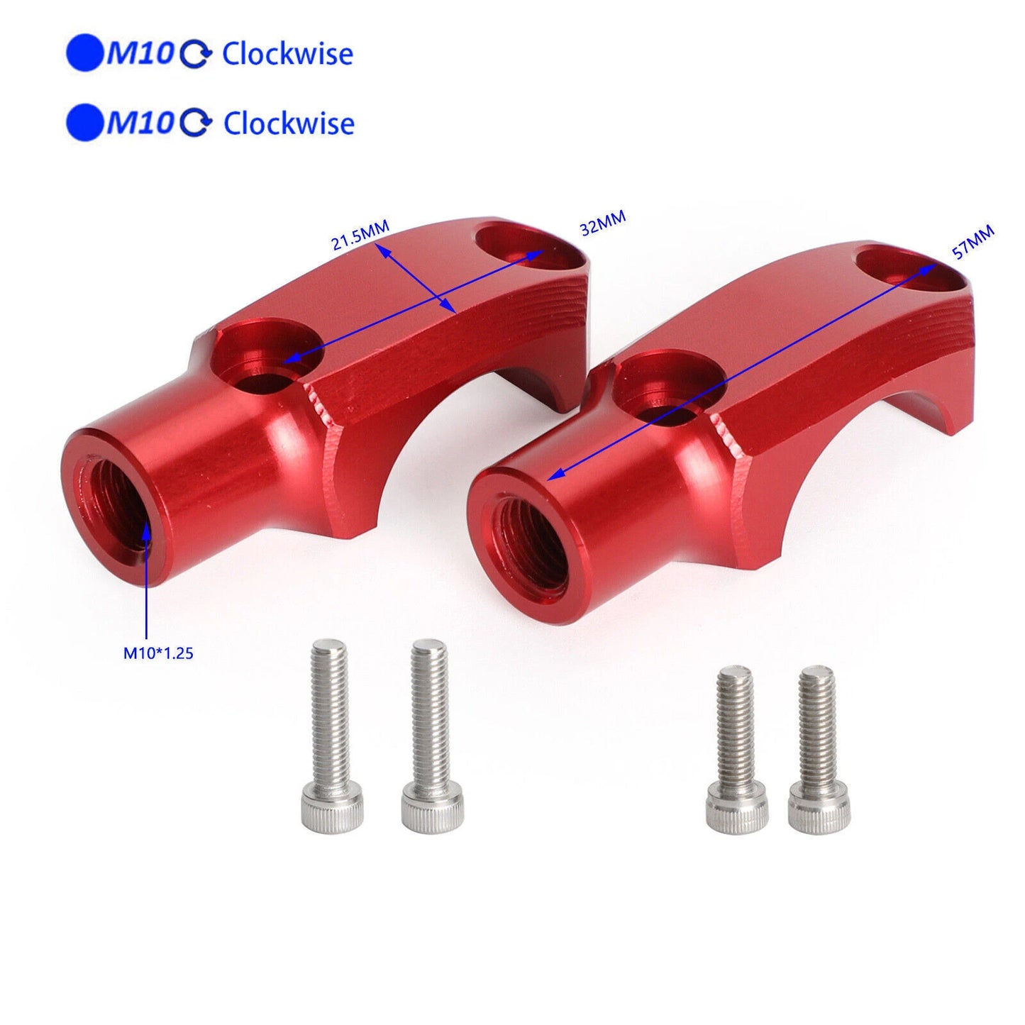 2 x Clamp Block Mounting Brake Master Cylinder Red M10 for Honda E