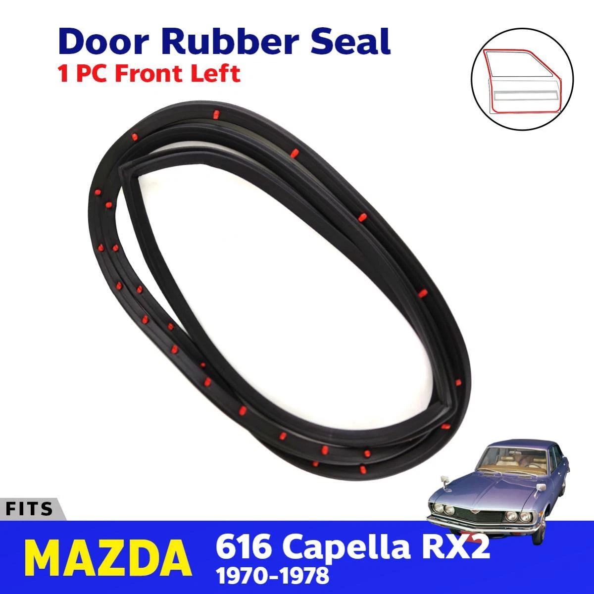 Door Rubber Seal Weatherstrip Front Left Fits Mazda 616 Capella RX2 1970-78 D09