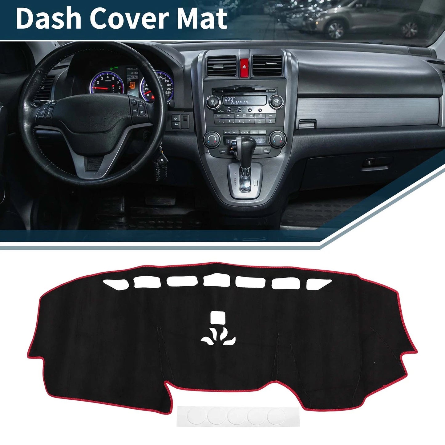 Dashboard Cover Mat for Honda CR-V 2017-2022 Sun Protector Black Red