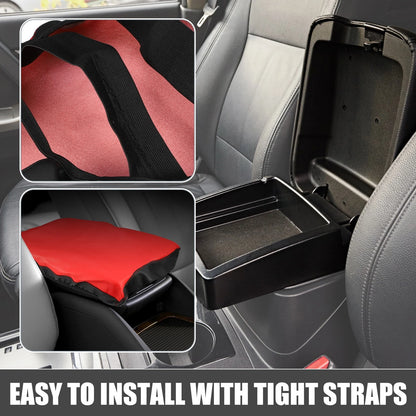 Waterproof Armrest Seat Box Cover for Ford F150 2015-2022 Black Red