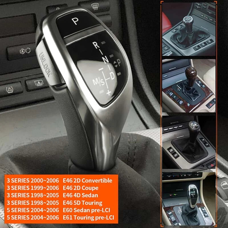 Silver Automatic LED Shift Knob Gear Shifter Fit for BMW E46 E60 E61