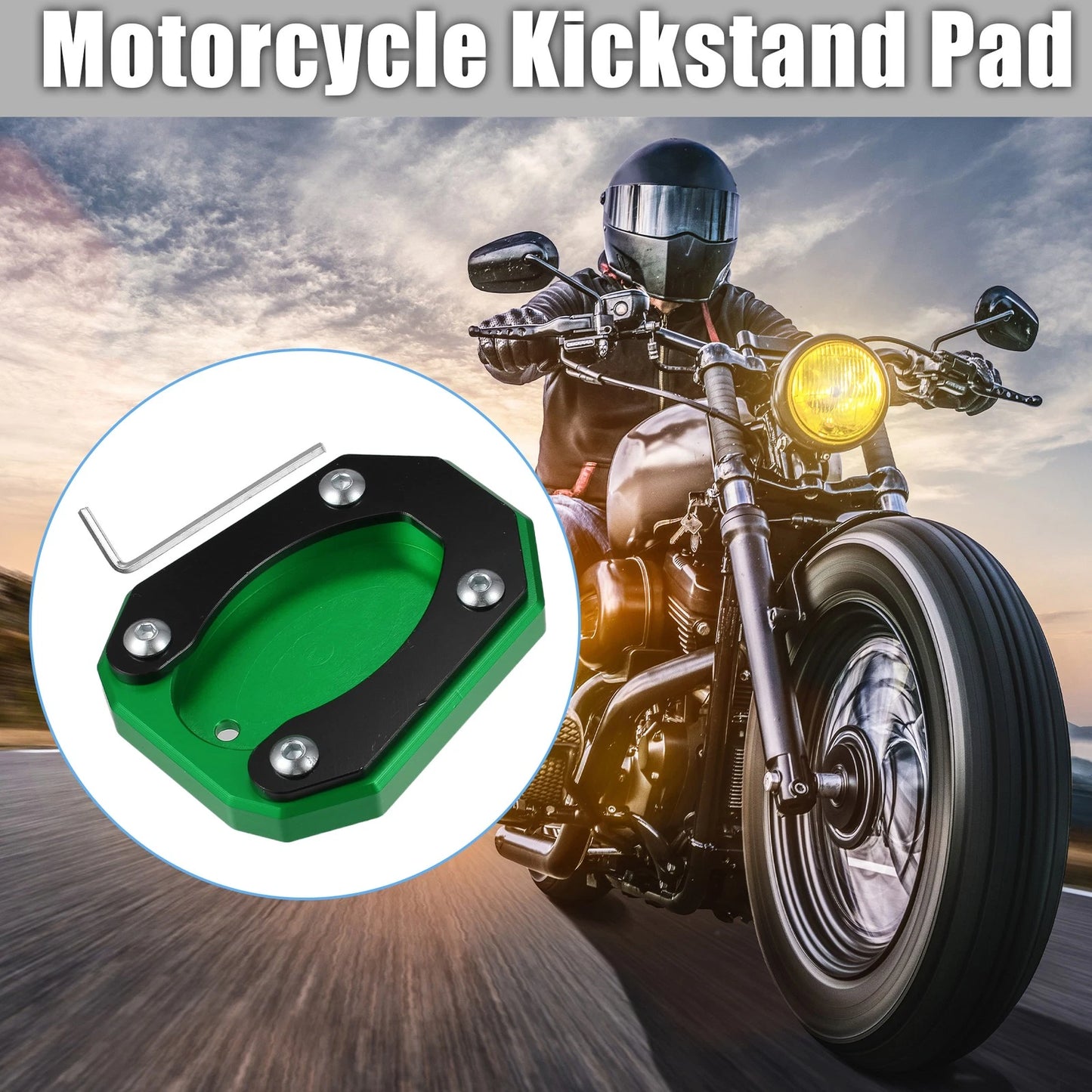 1 Set Kickstand Side Stand Plate Pad Green for Kawasaki Zx4rr (2023–2023)