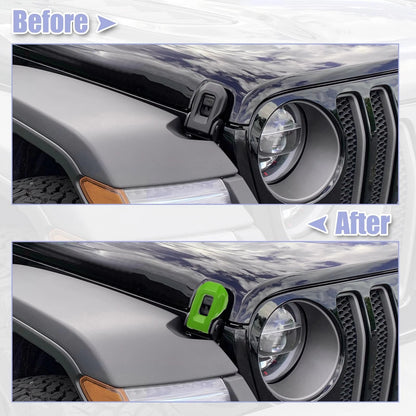 2 x Green Hood Latch Lock Catch Brackets Covers for Jeep Wrangler JL (2018-2021)