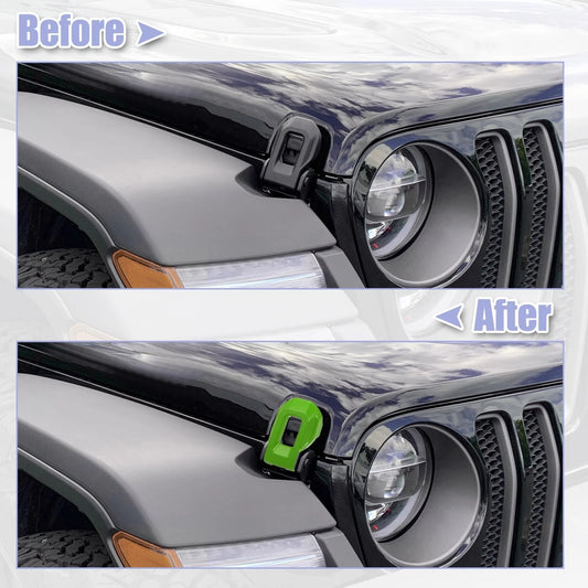 2 x Green Hood Latch Lock Catch Brackets Covers for Jeep Wrangler JL (2018-2021)