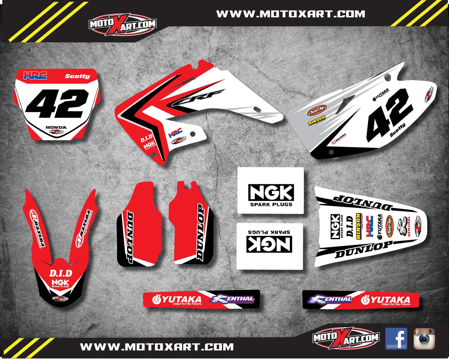 Custom Graphics Full Kit for Honda CR 250 (2002-2012) REBOUND STYLE Stickers