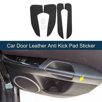 Car Door Leather Anti-Kick Pad Sticker for BMW 5 Series (2007-2009) - Black Set