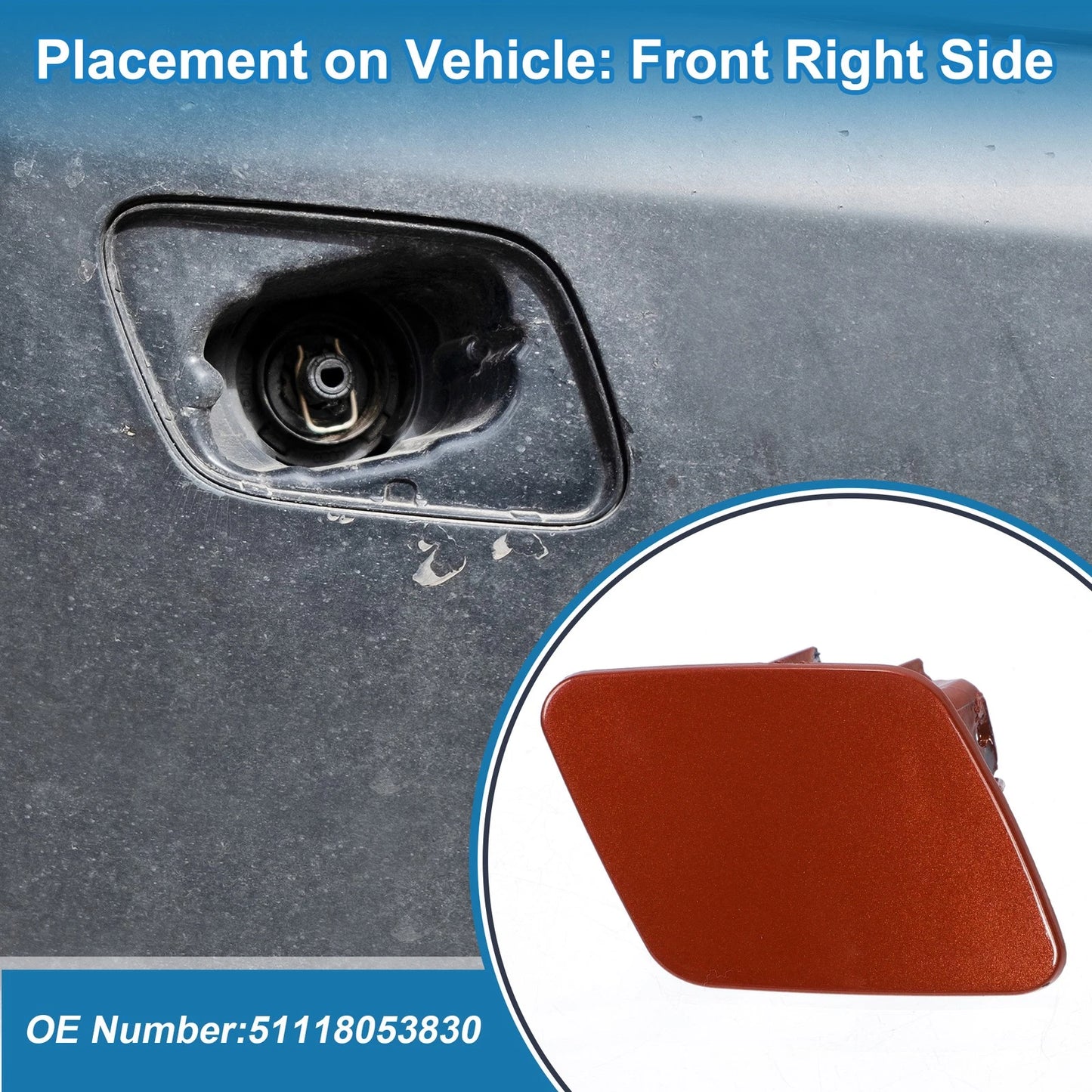 Red Front Right Side Bumper Headlight Washer Nozzle Cover Cap for BMW 1 Series