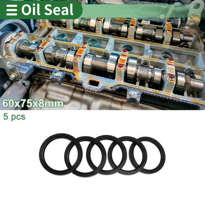 Oil Seal 60x75x8mm Rotary Shaft Seal NBR Rubber High-Pressure Black