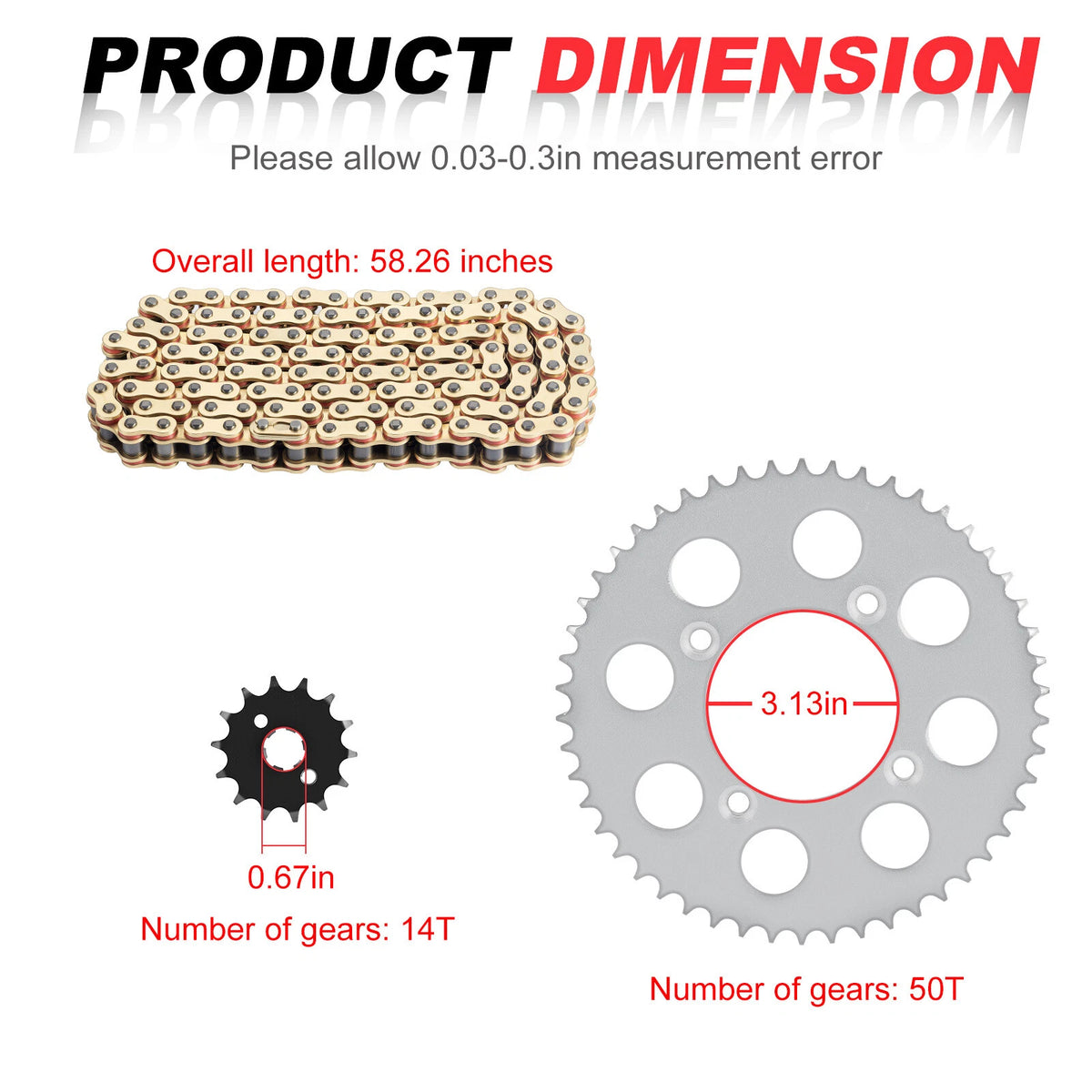Drive Sprocket Chain w/ Bolts for Honda XR100R/CRF100F