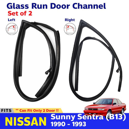 Glass Run Door Channel Pair Fits Nissan Sunny Sentra B13 2D Sedan 1990-93 D06
