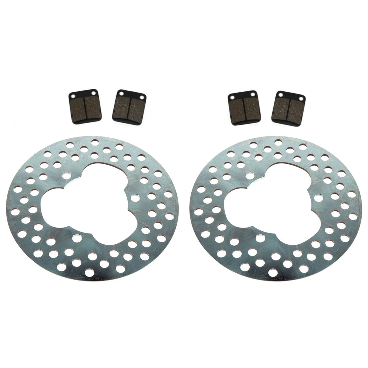 2 x Front Brake Rotors & Semi-Metallic Brake Pads for Kawasaki Prairie 300 & 400