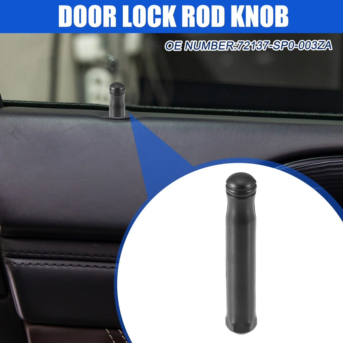 Door Lock Rod Knob Black for Honda Civic Si (2002 - 2005)