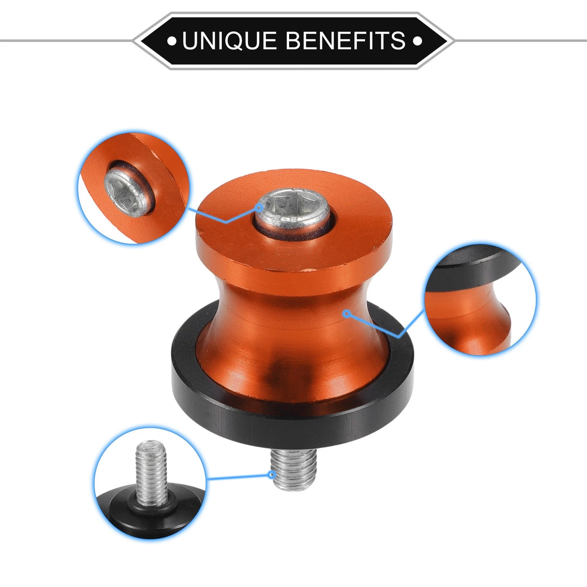 Pair Motorbike Swingarm Spools 6mm CNC Swing Arm Sliders Stand Orange