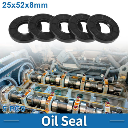 Oil Seal 25x52x8mm Rotary Seal Nitrile Rubber 5 Pcs for Make Model