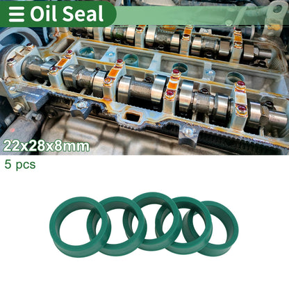 Oil Seal 22x28x8mm TPU Seal Ring High Pressure Green 5 Pcs for Car