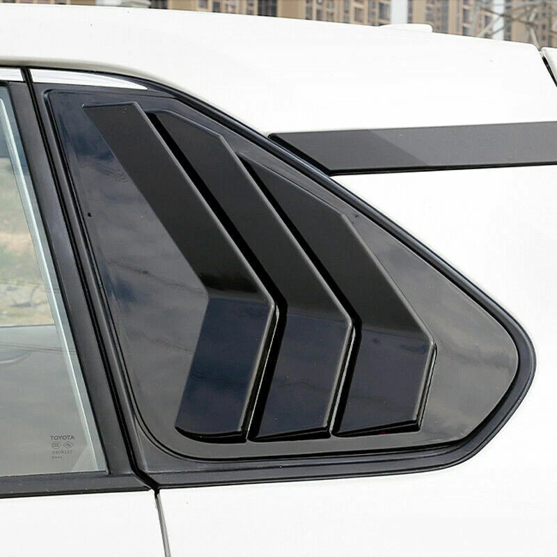 2 x Black Rear Window Louver Shutter Covers for Toyota RAV4 (2019–2024)