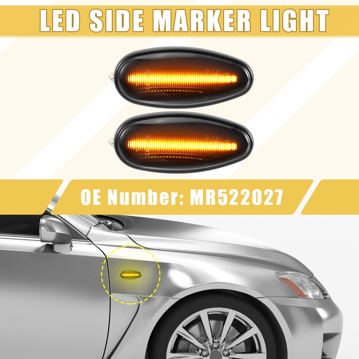 Amber Front Sequential LED Side Marker Lights for Mitsubishi