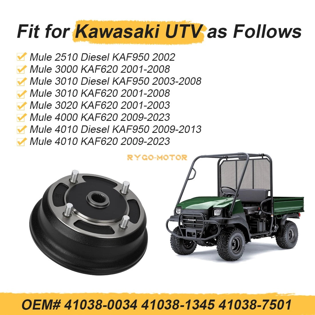 Front Brake Drum Hub for Kawasaki Mule 3000 3010 4000 4010