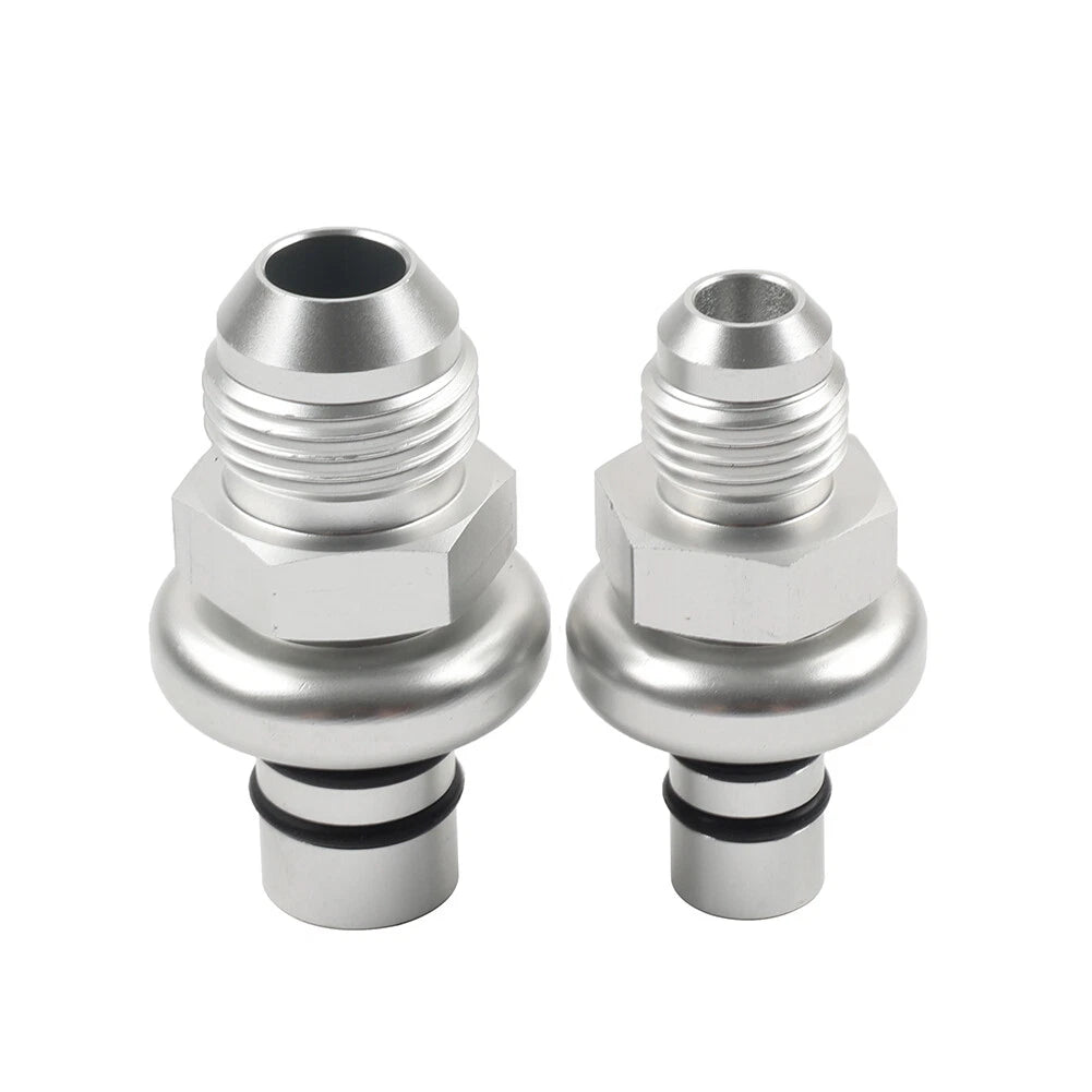 Silver Straight Fuel Rail Fitting Adapter Kit for Ford Mustang (1986-1998)