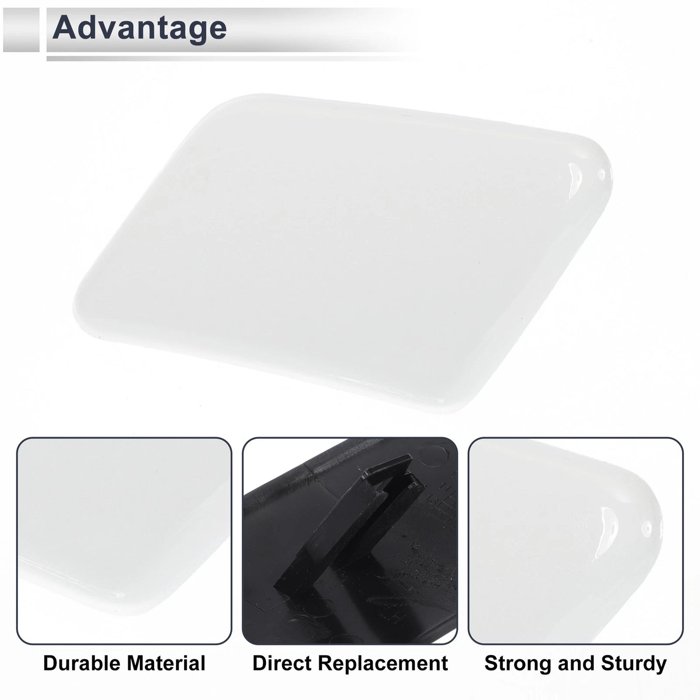 White Front Left Bumper Headlight Washer Nozzle Cover for Volvo C30 (2007-2013)