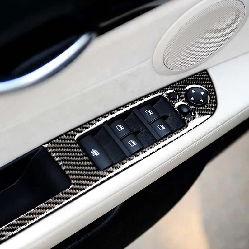 Real Carbon Fiber Window Switch Buttons Cover Trim Fit For BMW Z4 2009-2015