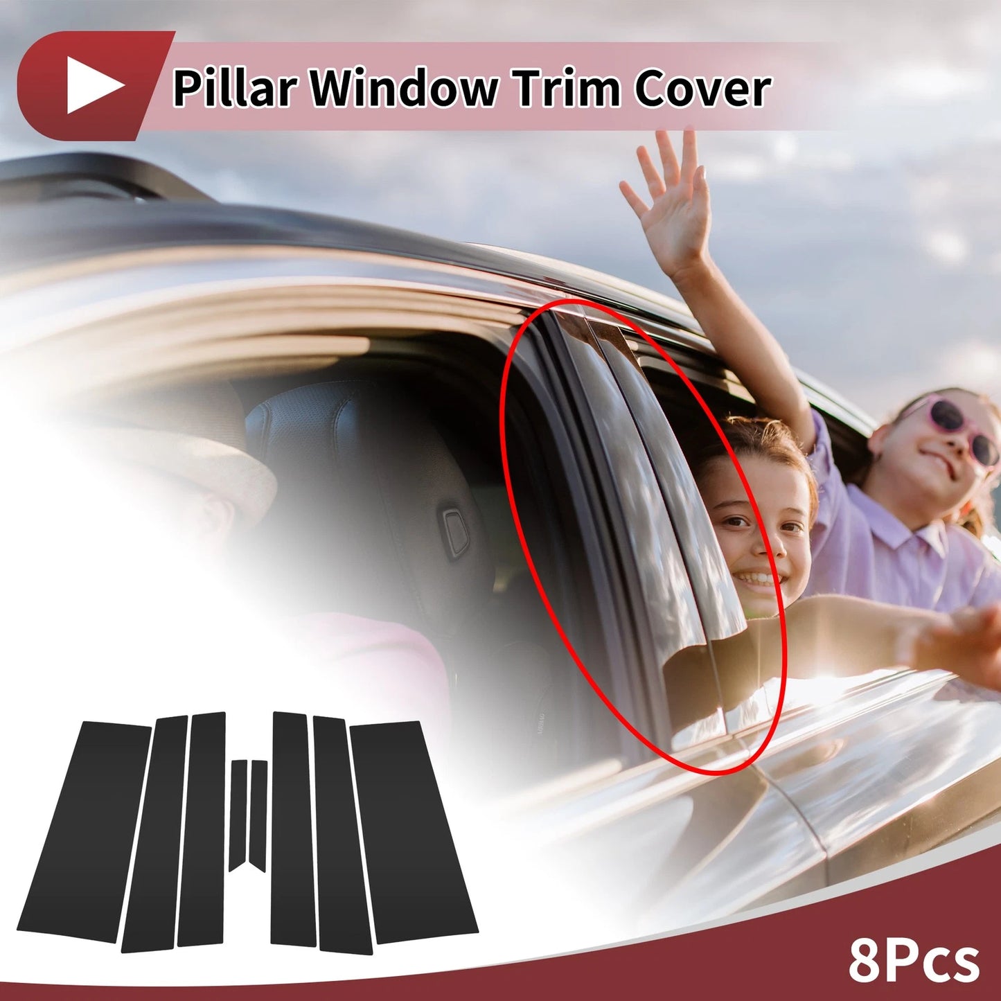 8 Pcs Car Door Pillar Window Trim for Chrysler Pacifica (2017-2023)
