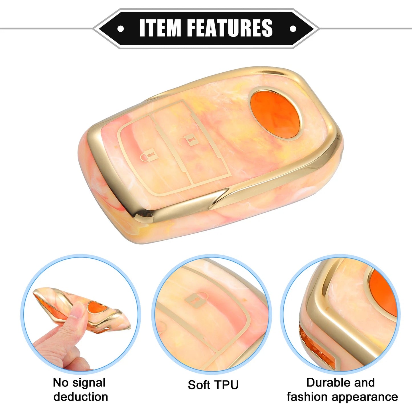 TPU Remote Key Fob Cover for Toyota RAV4 2001-2022 - 2 x Orange Covers