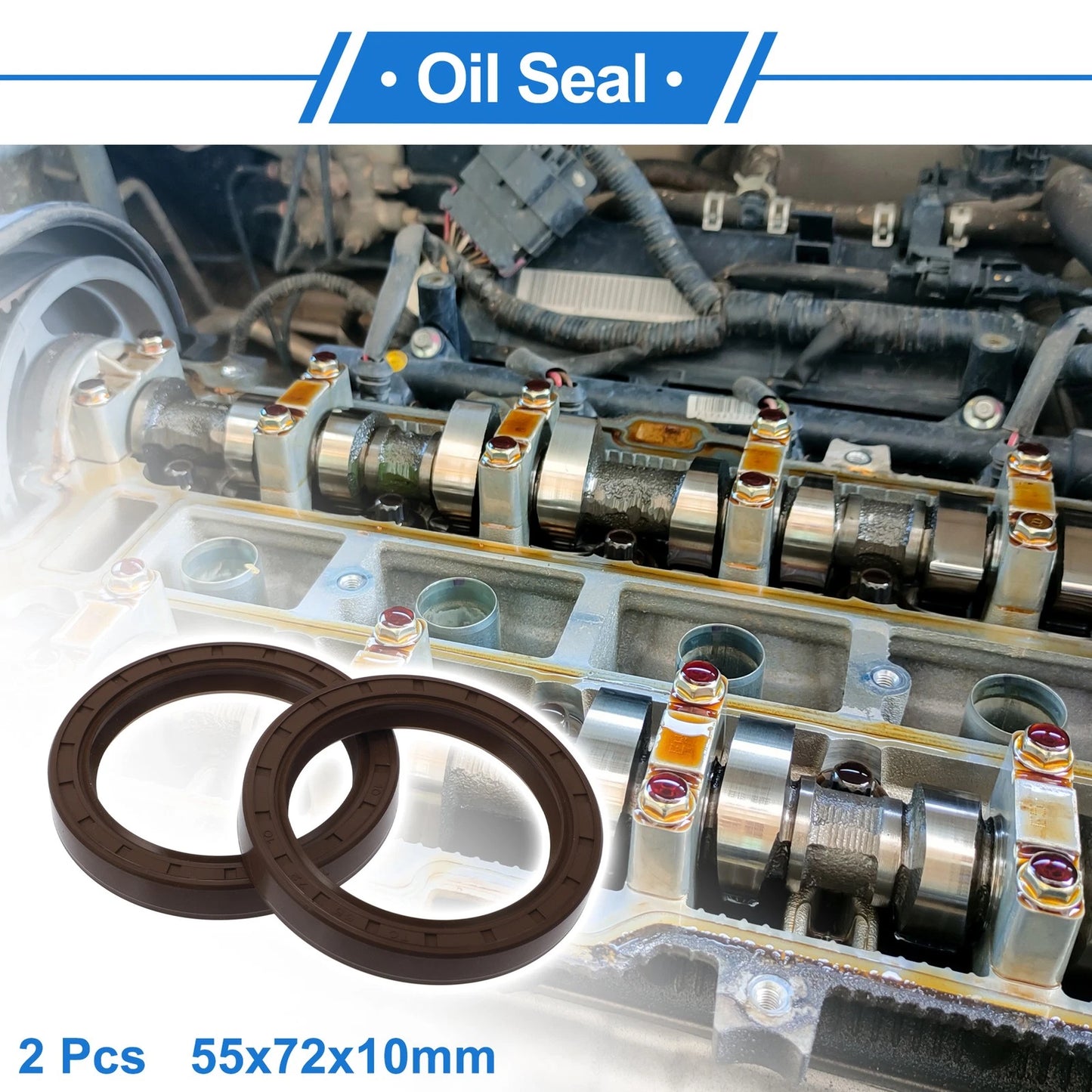 Oil Seal 55x72x10mm Seal Ring Rotary Shaft Seal FKM Rubber Brown 2 x