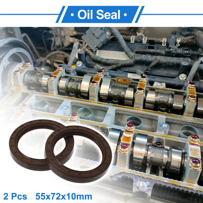 Oil Seal 55x72x10mm Seal Ring Rotary Shaft Seal FKM Rubber Brown 2 x